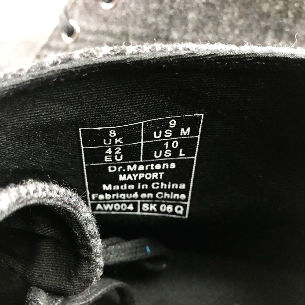 Dr. Martens Men's Gray Grey Felted Wool Boots - Picture 8 of 8